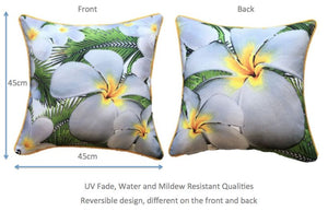 Frangipani White Outdoor Cushion Cover 45 x 45cm
