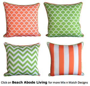 Orange Lime Green Chevron Outdoor Cushion Cover 45 x 45cm
