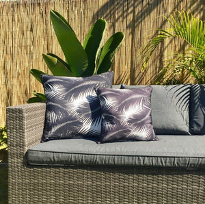 Black Palm Leaves Outdoor Cushion Cover 60 x 60cm