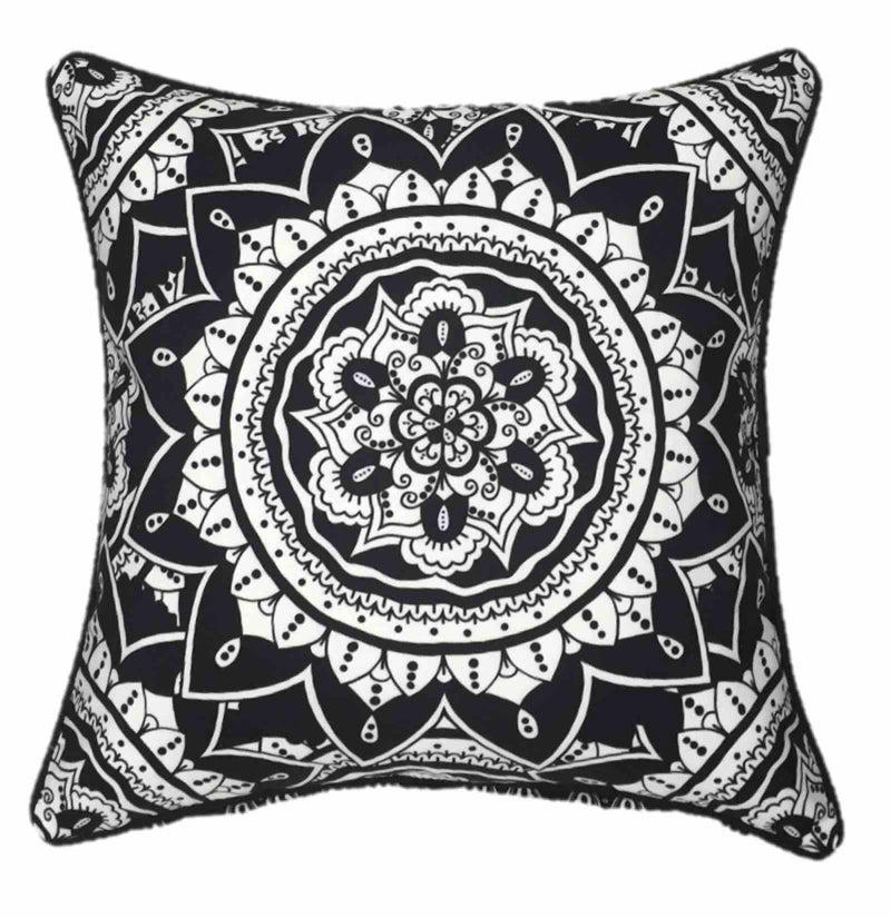 Black Mandala Outdoor Cushion Cover 45 x 45cm