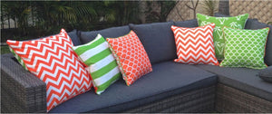 Orange Lime Green Chevron Outdoor Cushion Cover 60 x 60cm