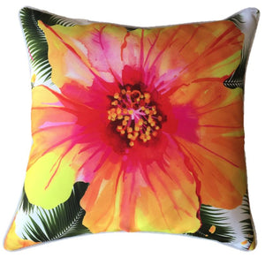 Hibiscus White Outdoor Cushion Cover 60 x 60cm