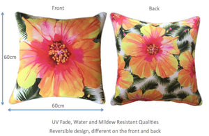 Hibiscus White Outdoor Cushion Cover 60 x 60cm