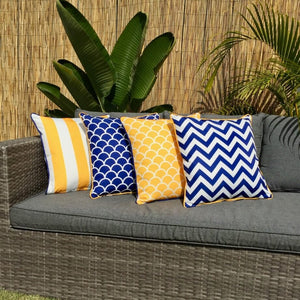 Mykonos Blue Yellow Chevron Outdoor Cushion Cover 45 x 45cm
