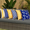 Mykonos Blue Yellow Stripe Outdoor Cushion Cover 45 x 45cm