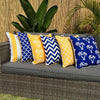 Mykonos Blue Yellow Chevron Outdoor Cushion Cover 60 x 60cm
