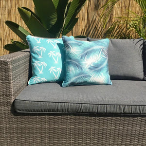 Turq Palm Leaves Outdoor Cushion Cover 45 x 45cm