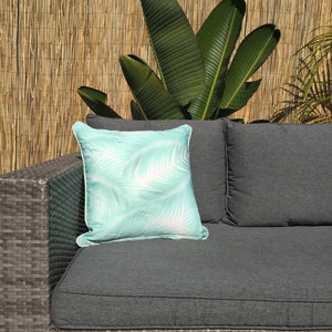 Mint Taupe Palm Leaves Outdoor Cushion Cover 45 x 45cm