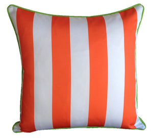 Orange Lime Green Stripe Outdoor Cushion Cover 45 x 45cm