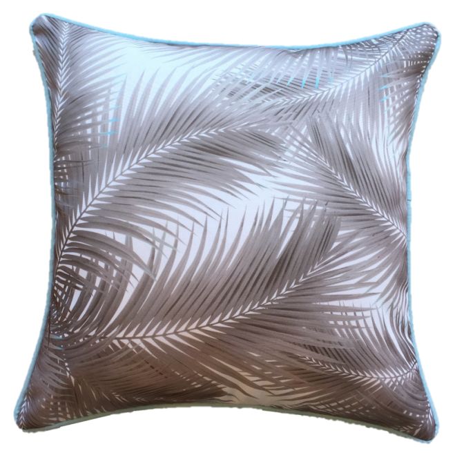 Mint Taupe Palm Leaves Outdoor Cushion Cover 60 x 60cm