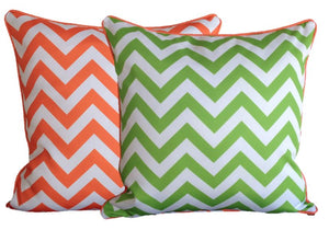 Orange Lime Green Chevron Outdoor Cushion Cover 45 x 45cm
