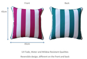 Pink Aqua Stripe Outdoor Cushion Cover 45 x 45cm