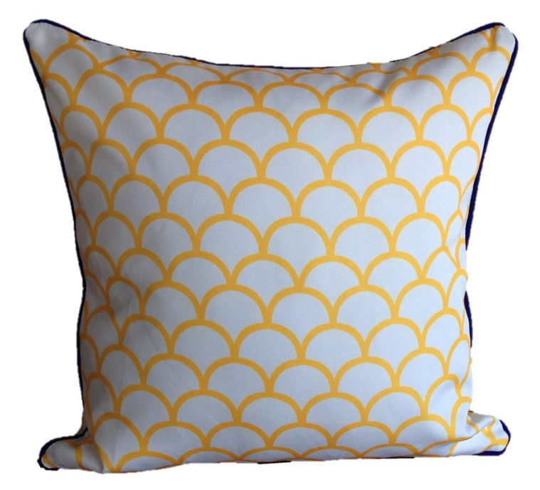 Yellow Fishscale Outdoor Cushion Cover 45 x 45cm